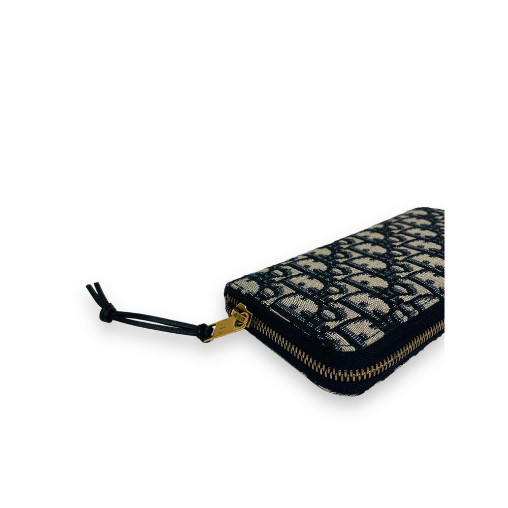 CHRISTIAN DIOR Blue Jacquard Oblique Logo Zip Around Long Wallet - Picture 5 of 8